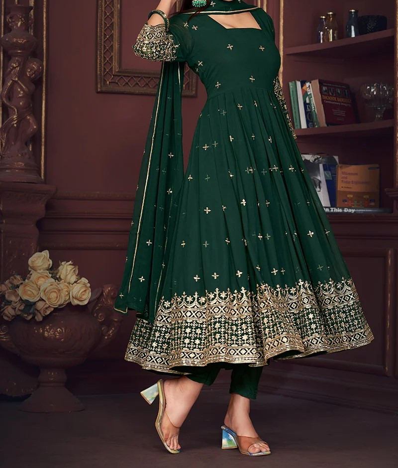 Faux Georgette Embroidered Anarkali Suit Party Wear