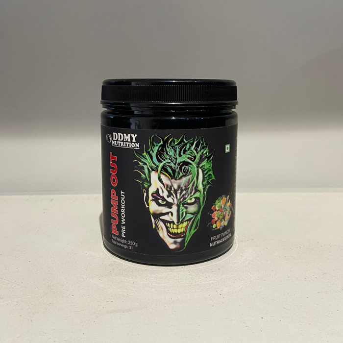 DDMY Nutrition PUMP OUT Pre-Workout | 250g | 31 Servings | Fruit Punch Flavour | Energy, Endurance, Pump