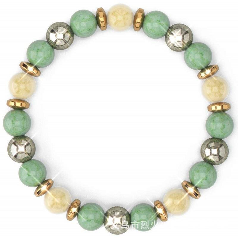 Green Aventurine, Yellow Jade & Pyrite Bracelet – Prosperity, Luck & Energy Balance