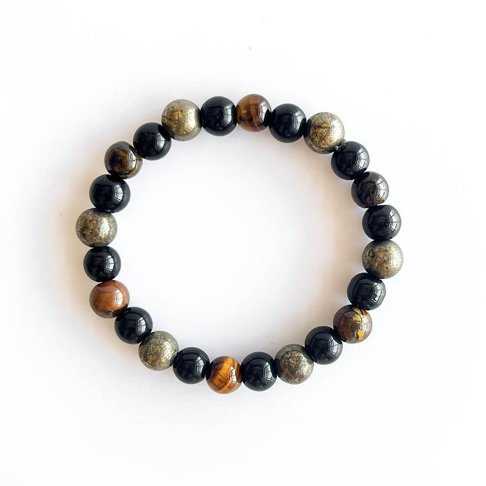 Tiger Eye & Pyrite Protection Bracelet – Natural Energy Healing Stone