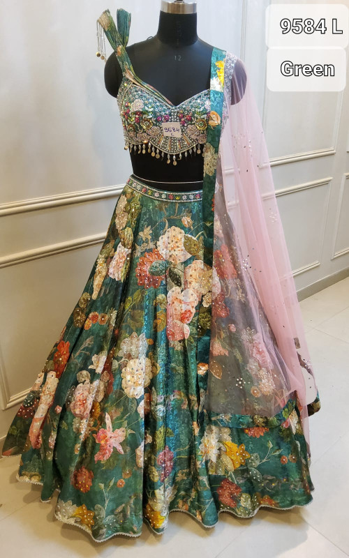 Designer Floral Sequin Lehenga Set