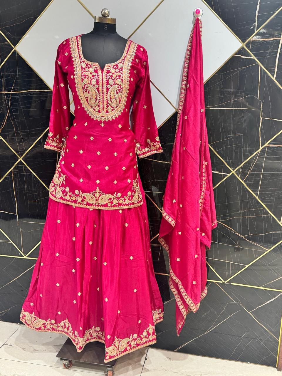 Embroidered Sharara Suit Set – Festive Multicolor Collection